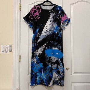 Blackmilk Blue Hair Riot Midi Tee Dress L (Limited and Sold Out) NWT